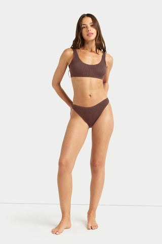 Coast Cotton Bralette Bikini Set - Coffee