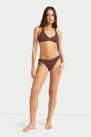Coast Cotton Halter Bikini Set - Coffee