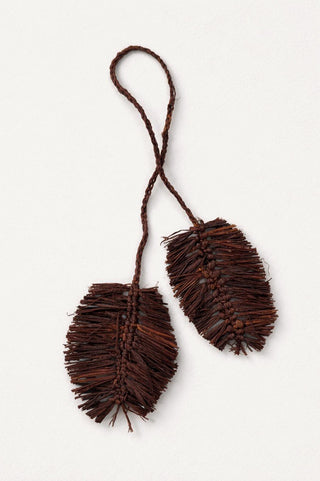 Leaflet Bag Charm - Chocolate Brown Raffia