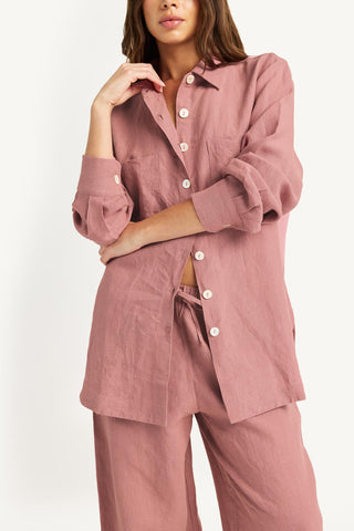 Nadia Shirt - Rosewood EcoLinen