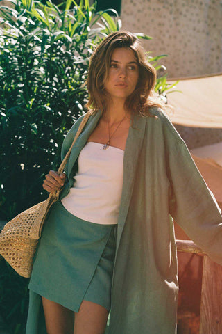 Willa Wrap Mini Skirt - Sage EcoLinen