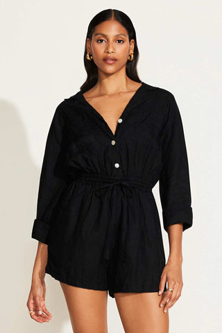 The Getaway Romper - Black EcoLinen