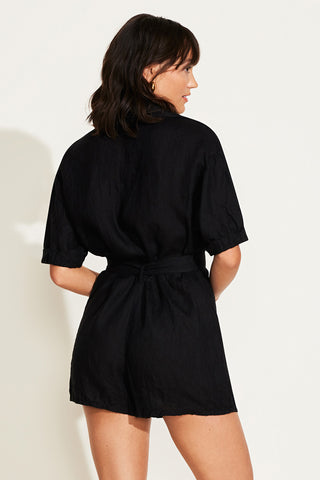Playa Romper - Black EcoLinen