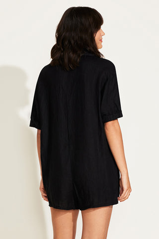 Playa Romper - Black EcoLinen