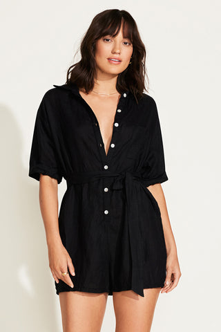 Playa Romper - Black EcoLinen