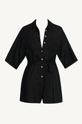 Playa Romper - Black EcoLinen