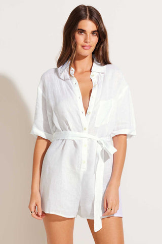 Playa Romper - White EcoLinen