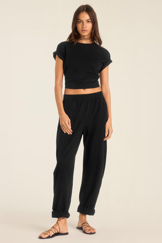 Coast Crop Tee - Black Cotton Jersey