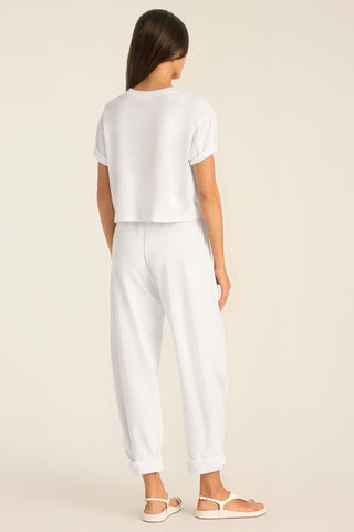 Coast Crop Tee - White Cotton Jersey