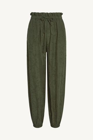 Faye Pant - Olive Tropical Eyelet