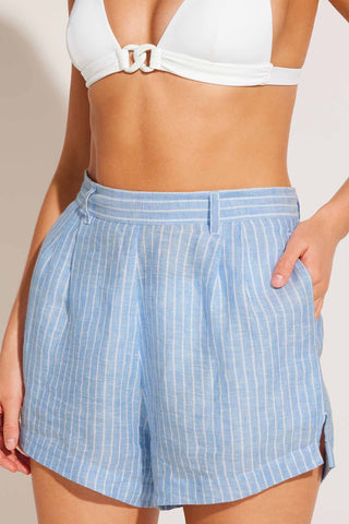 The Getaway Short - Summer Stripe EcoLinen