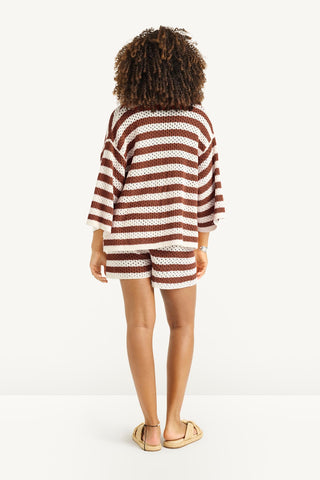 Marea Crochet Short - Red Ochre Stripe Crochet