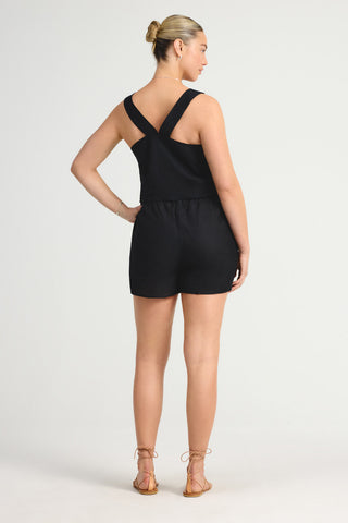 Tallows Crop Top - Black EcoLinen