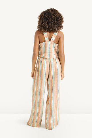 Tallows Crop Top - Sand Dunes Stripe Linen