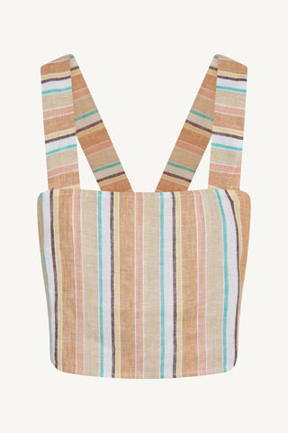 Tallows Crop Top - Sand Dunes Stripe Linen