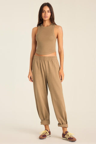 Daybreak Essential Crop Tank - Latte Cotton Rib