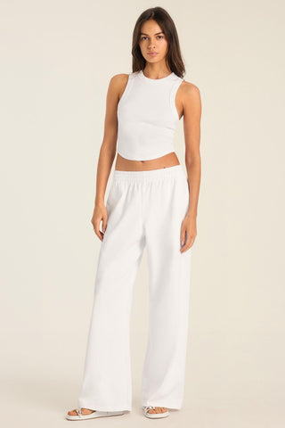 Daybreak Essential Crop Tank - White Cotton Rib