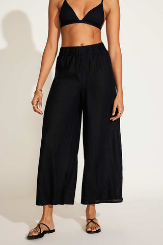 Tallows Linen Wide Leg Pant - Black EcoLinen