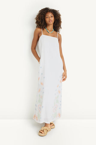 Rhea Dress - White Superbloom Cotton