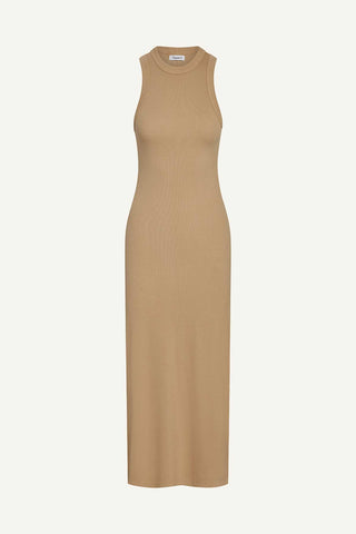 Daybreak Essential Midi Dress - Latte Cotton Rib