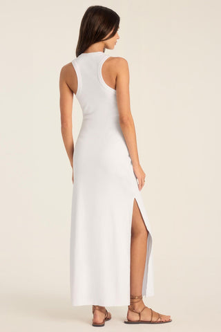 Daybreak Essential Midi Dress - White Cotton Rib