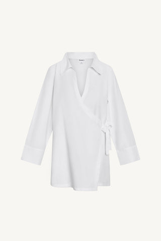 Elodie Wrap Dress - White Cotton Poplin