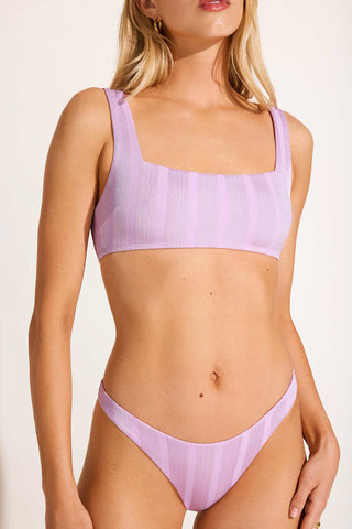 California High Leg Bottom - Orchid Shiny Stripe