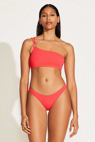 Cosmo One Shoulder Top - Coral Glow EcoRib BT