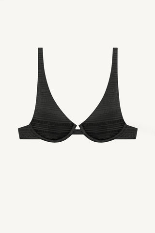 Rossi Underwire Top - Black Seersucker Stripe