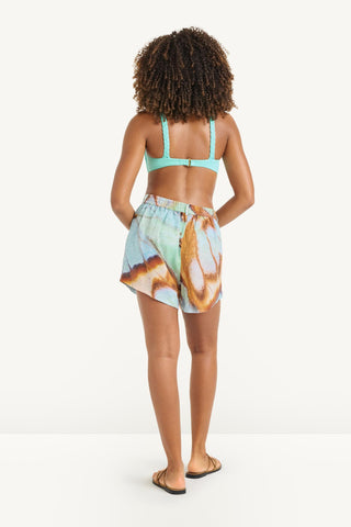 The Getaway Short - Malachite Butterfly EcoLinen