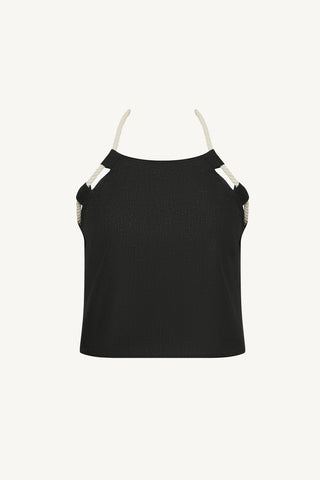 Avery Halter Top - Black EcoLinen