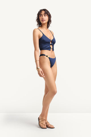 Terra Cut Out Crop Top - Midnight Indigo EcoShimmer