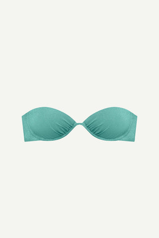 Metallic aqua bandeau swim top 