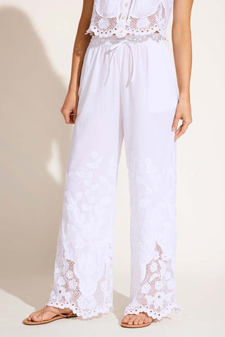 Flora Pant - White Beachside Broderie