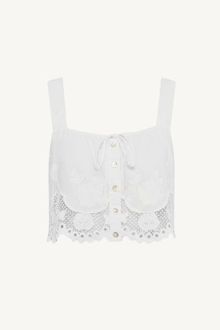 Flora Tank - White Beachside Broderie