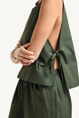 Parker Tank Top - Forest Cotton Poplin