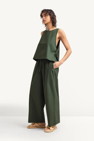 Parker Tank Top - Forest Cotton Poplin