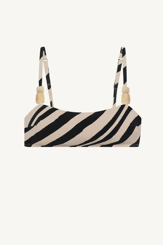 Terra Bralette Top - Sandbar Stripe Crepe Texture