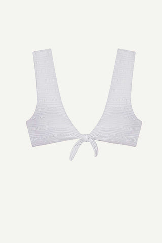 Cassia Crop Top - White Seersucker Stripe