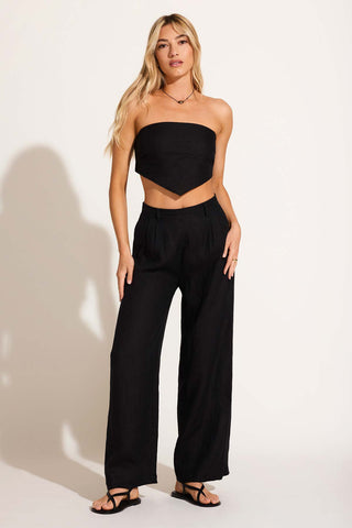 Joni Scarf Top - Black EcoLinen