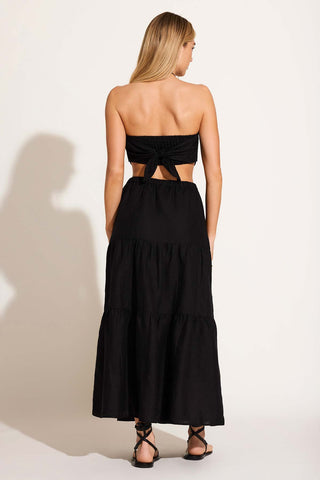 Joni Scarf Top - Black EcoLinen