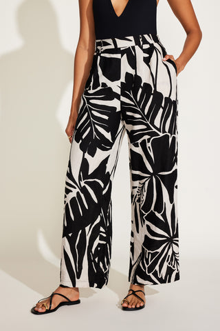 The Getaway Pant - Graphic Jungle EcoLinen