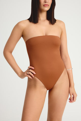 Upcycled Bandeau One Piece  - Bourbon EcoLux