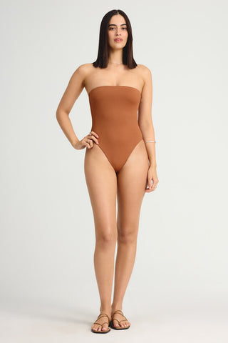 Upcycled Bandeau One Piece  - Bourbon EcoLux