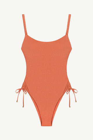 Gemma Ruched One Piece - Terracotta Metallic