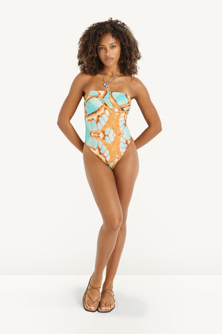 Classic Bandeau One Piece - Malachite Butterfly EcoShimmer