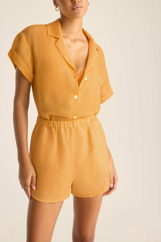 Playa Pocket Blouse - Creamsicle EcoLinen
