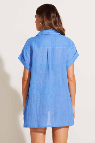 Playa Pocket Blouse - Dream Blue EcoLinen