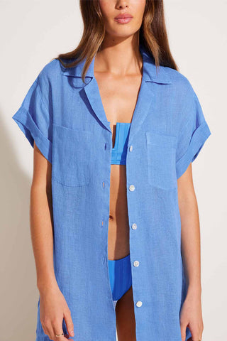 Playa Pocket Blouse - Dream Blue EcoLinen