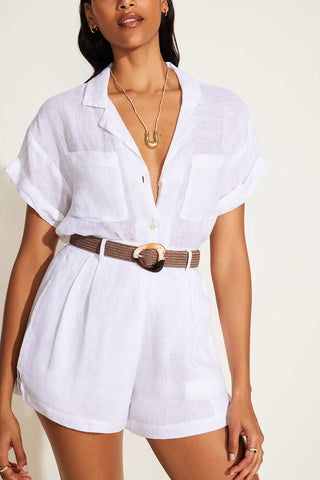 The Getaway Short - White EcoLinen